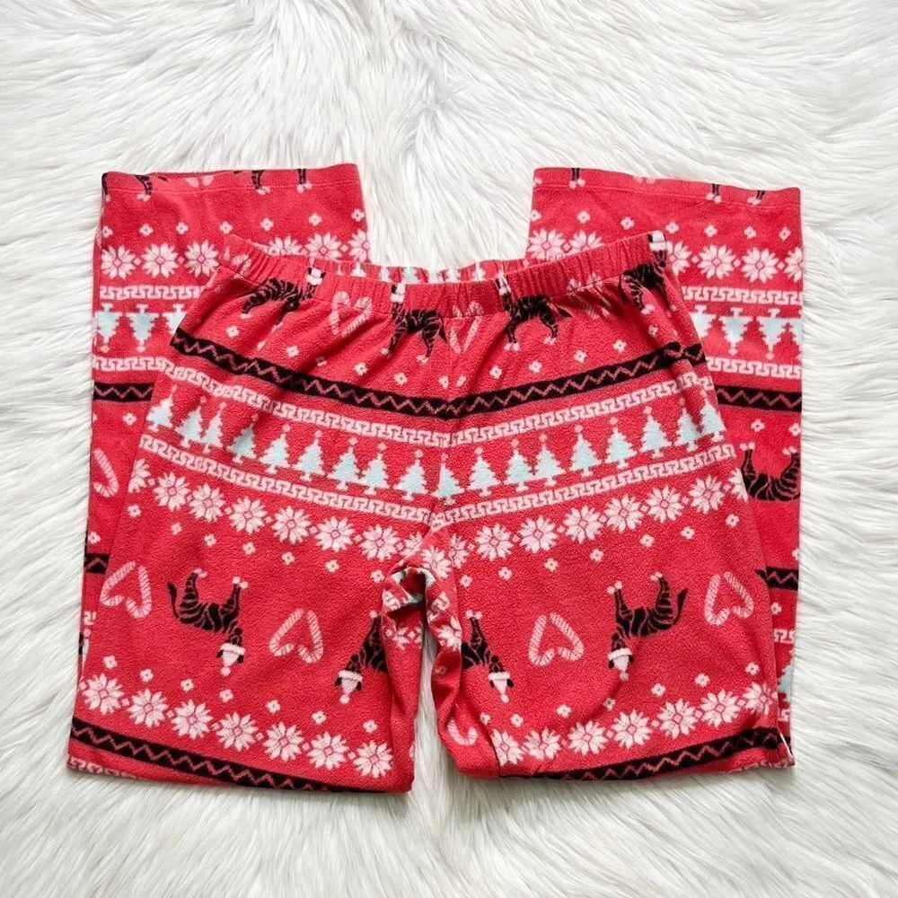 SO Fleece Cozy Christmas Pajama Pants Red Green & White Medium